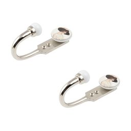 IndianShelf Silver-Toned & White 2 Pieces Lady Printed Ceramic & Zinc Wall Hooks-31