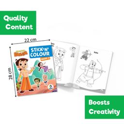 pinwheel books Chhota Bheem Stick N Colour Books, Colouring Books with Stickers, Set of 5 Books - English image 3
