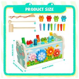 NEGOCIO 5 in 1 Hammer Game Toy with Mallet Peg Pounding Hit Mole Hamster Educational Game Wooden Toy- PACK OF 1- COLOR MAY VARY image 3