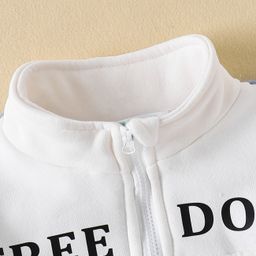 Kookie Kids Full Sleeves Front Open Fur Jacket with Text Print - Sky Blue image 4