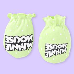 Babyhug Disney Cap Mittens & Booties Set With Minnie Mouse Graphics - Green image 4
