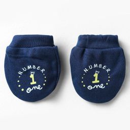 Simply Interlock Knit Cap Mittens And Booties Set With Number One Print Navy Blue - Diameter 11.5 cm image 4
