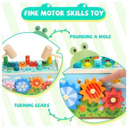 NEGOCIO 5 in 1 Hammer Game Toy with Mallet Peg Pounding Hit Mole Hamster Educational Game Wooden Toy- PACK OF 1- COLOR MAY VARY image 4