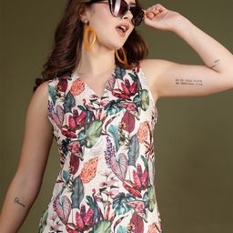 Anouk Rustic Floral Printed V-Neck Pure Crepe Kurti-picture-37