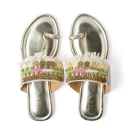 CHY Women Embellished Party One Toe Flats-image-29