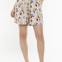 RAREISM Women Abstract High-Rise Shorts-image-35