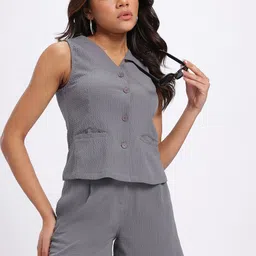 glitchez Seersucker Regular Fit Co-Ord Set-image-59
