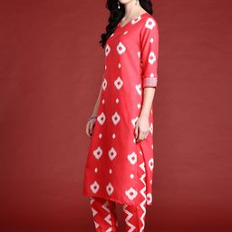 Anouk Geometric Printed Regular Kurta With Trousers & With Dupatta image 2