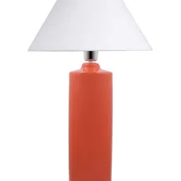 Homesake Orange Ceramic Base Table Lamp with White Cone Shade (Bulb Included) - Set of 1 image 2