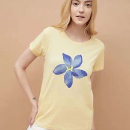 Ginger By Lifestyle Yellow Cotton Regular Fit Floral Print T-Shirt-image-13