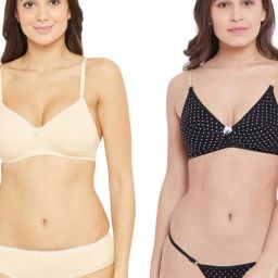 N-Gal Cream & Black Printed Bra & Panty Set (Pack Of 2)-image-88