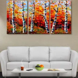 999Store Multicolor Colourful Tree Art 3 Frame Canvas Paintings-43