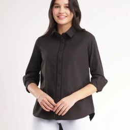 Fablestreet Black Cotton Relaxed Fit Shirt-image-83