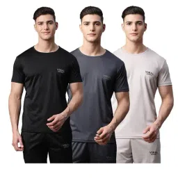 Vimal Jonney Multicolor Round Neck Sports T-Shirt - Pack of 3-image-30