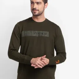 Spykar Green Cotton Slim Fit Printed Sweatshirt-picture-11
