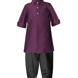 A.T.U.N. Wine & Black Solid Full Sleeves Pathani Kurta with Pyjamas-image-34