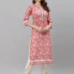 Skylee Pink Printed Straight Kurta-image-33