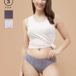 Ginger By Lifestyle Purple & White Regular Fit Printed Panties - Pack of 3-image-21
