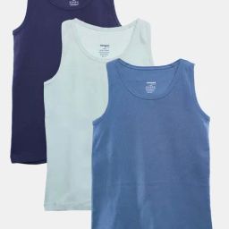 Kiddopanti Kids Blue Cotton Regular Fit Vest (Pack of 3)-image-43