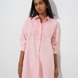 Utsa by Westside Pink Crochet-Detailed High-Low Cotton Kurti-picture-18