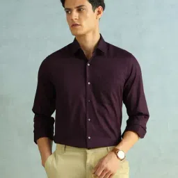 Arrow Wine Cotton Slim Fit Shirt-picture-13