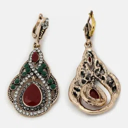 Sohi Gold Plated Designer Stone Drop Earrings image 3
