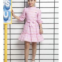 Tiny Girl Pink Cotton Barbie Printed Dress-image-24