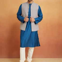 Fabindia Grey Cotton Comfort fit Woven Casual jackets and blazers-37