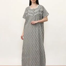 Jaipur Kurti Grey Printed Night Dress-image-29