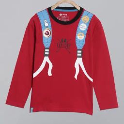 3PIN Boys Red Cotton Printed T-Shirt-picture-26