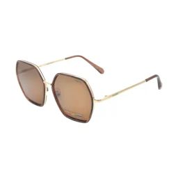Polaroid Brown Geometric Polarised and UV Protected Lens Sunglasses for Women-image-3