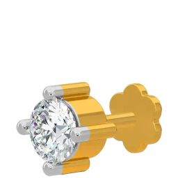 Kisna Diamond & Gold Jewellery 18k Gold & Diamond Trinity Nosepin for Women-image-17