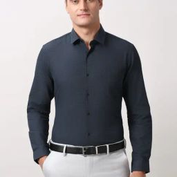 Peter England Navy Cotton Regular Fit Printed Shirt-picture-26