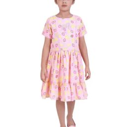Tiny Girl Pink Barbie Printed Dress-image-8
