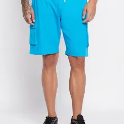 Edrio Blue Cotton Relaxed Fit Cargo Shorts-picture-17