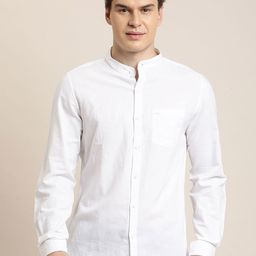 Turtle Relaxed Mandarin Collar Slim Fit Cotton Linen Casual Shirt-image-66