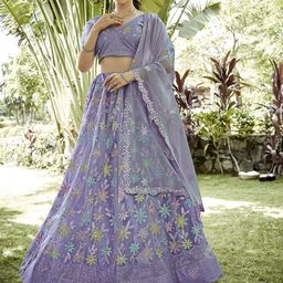 Warthy Ent Embroidered Sequinned Semi-Stitched Lehenga & Unstitched Blouse With Dupatta-48