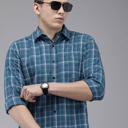 Arrow Sport Men Teal Original Slim Fit Checked Pure Cotton Casual Shirt-image-62
