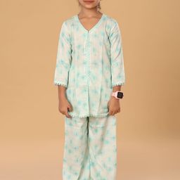 The Mini Trunk Girls Floral Printed Kurti with Trousers-image-46