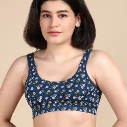 &CIRCUS Printed High Coverage Non-Padded Non Wired Moisture Wicking MicroModal Lounge Bra-32
