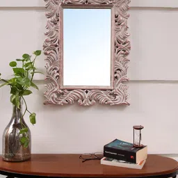 VAS collection home White Textured Rectangular Mirror image 1