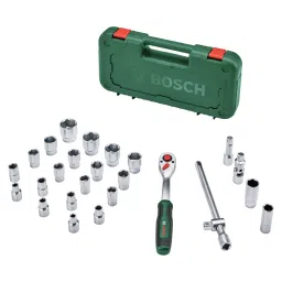 Bosch Ratchet Complete Socket Set 12.7 m m(1/2 inch) Drive High Torque 768 Nm Ergonomic Design, 1600A02Z9F-8
