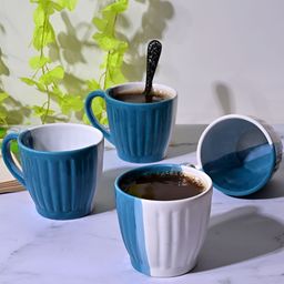 Storepedia Blue & White Handcrafted Solid Ceramic Matte Cups Set of Cups and Mugs-image-71