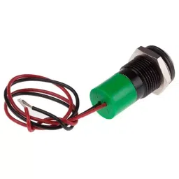 RS PRO Green Panel Mount Indicator 24V DC, Mounting Hole Size 14 mm, Termination Type Lead Wires, IP Rating IP67, Model No 7227441 image 2