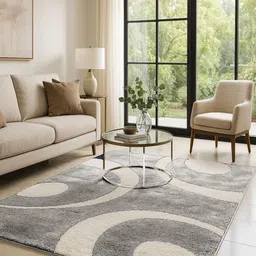 Banchmark Home Furnishings Silver-Toned Geometric Anti-Skid Woolen Carpet-picture-14