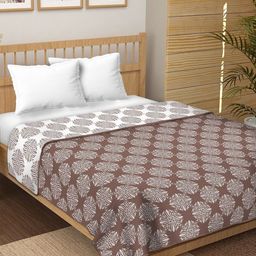 tundwal's Brown & White Floral Printed Pure Cotton 210 GSM AC Room Double Bed Dohar-image-87