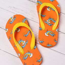 Pine Kids Slip On Flip Flops Rainbow Print - Yellow Orange-image-58