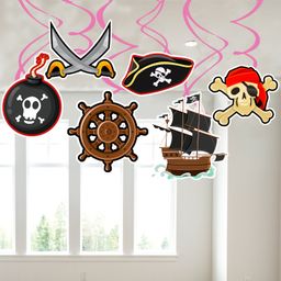 Zyozi Pirate Party Hanging Swirls Halloween Decoration Kids Birthday Swirls Black - Pack of 6-image-87