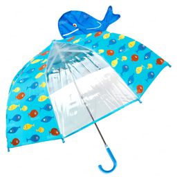 Fiddlerz Umbrella for Kids 100% Waterproof Lightweight Stylish 3D Whale Manual Umbrella For Rain Kids Umbrella for Girls Boys - Blue-24