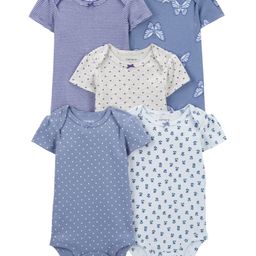 Carter's Half Sleeves Onesies Floral Print Pack of 5 - Multicolour-image-80